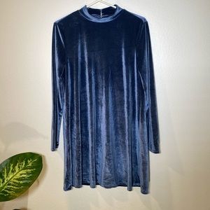 Forever 21 metallic blue Vibrant midi long sleeve Dress women’s  Size Large